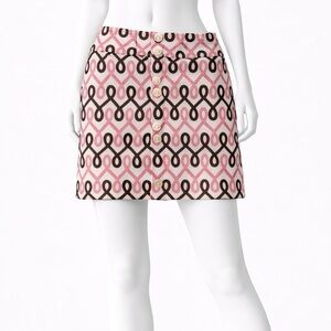 Juicy Couture Pink and Brown Embroidered Mini Skirt